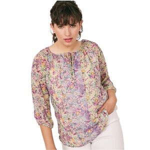 FIGUEROA & FLOWER MIXED FLORAL PEASANT Blouse PLUS SIZE 1X